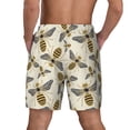 thumbnail image 3 of Sigee Flying Bees1 Print Mens Swim Trunks with Compression Liner Quick Dry Swim Stretch Beach Shorts with Pockets,S-3XL, 3 of 7