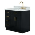 thumbnail image 5 of Ariel Hepburn 37 In. Right Offset Rectangle Sink Vanity With 1.5 In. Carrara White Countertop In Black, 5 of 7