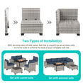 thumbnail image 3 of 7-Piece Outdoor Patio Furniture Set with 55,000 BTU Fire Pit Table, PE Wicker Rattan Sectional Sofa Patio Conversation Set with Thickened Cushions & Coffee Table, Blue, 3 of 8