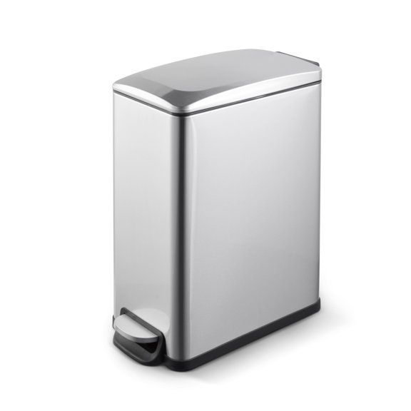 Innovaze 2.6 Gallon Stainless Steel Trash Can, Slim Step On Trash Can for Bathroom and Office, Silver