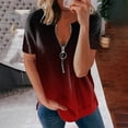 thumbnail image 2 of Gibobby Playera de Manga Corta con Cuello Redondo blusa de mujer blusas camisa(Rojo,G), 2 of 4