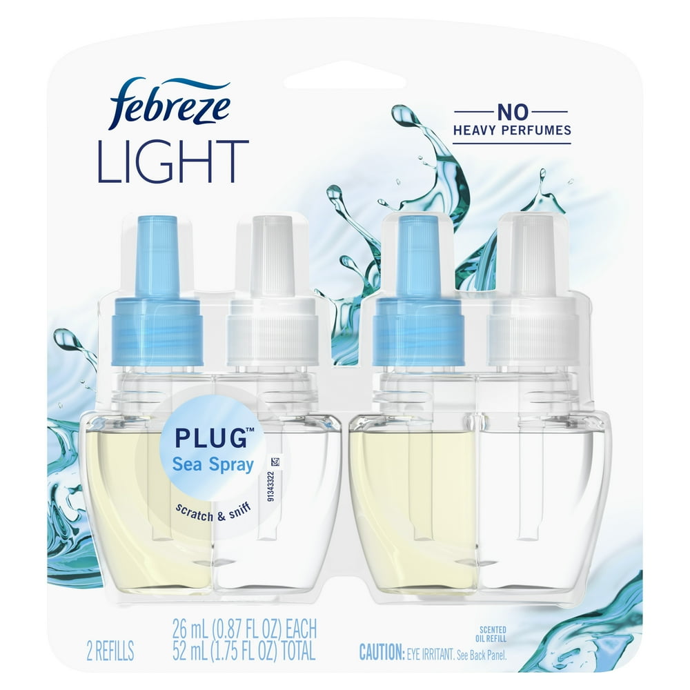 Febreze Light Plug OdorEliminating Air Freshener Refill, Sea Spray, 2
