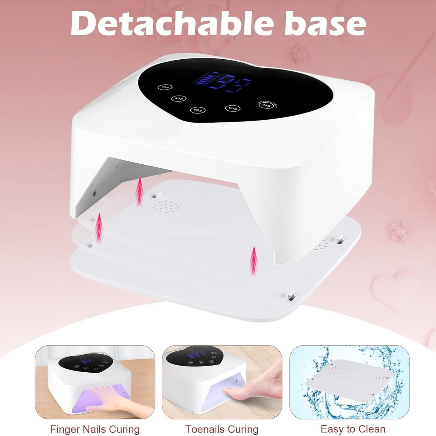 "Nail Lamp,Cordless UV Led Nail Lamp 72W Rechargeable Nail Dryer with 5 Timer Setting,Professional Nail Light with Cute Heart Shape Large LCD Display "