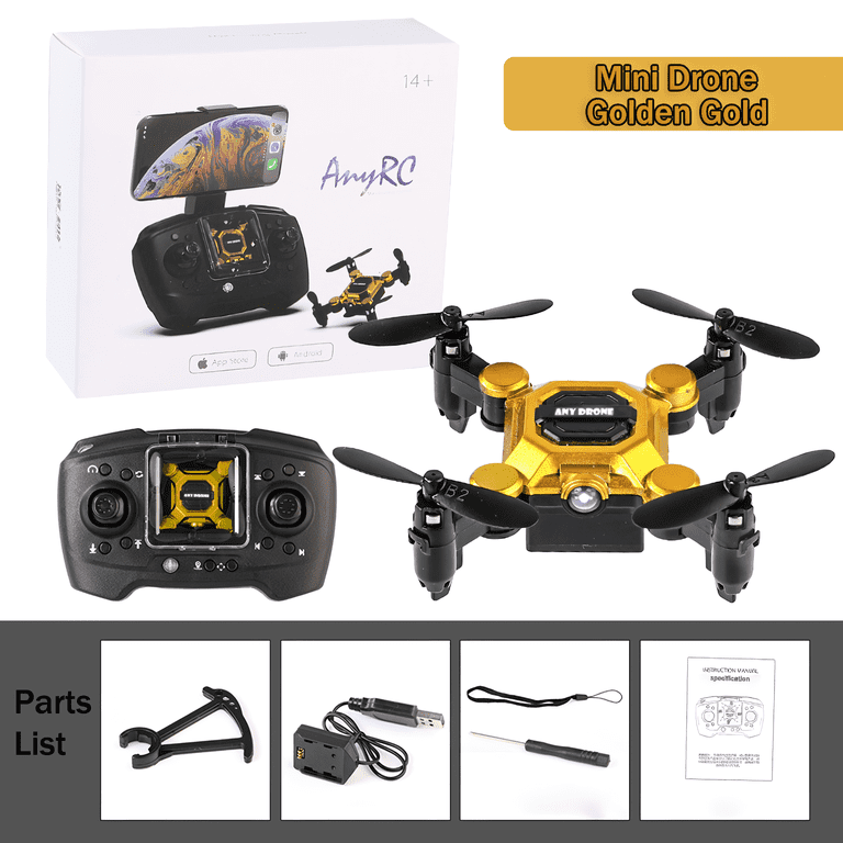 HNH Foldable Mini Drone with 4K Camera RC Drone for Kids and Adults FPV Drone Quadcopter with 360 Flip Trajectory Flight Gold