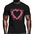 thumbnail image 2 of Camisetas para hombre, camiseta romántica de algodón con cuello redondo y corazones rosas, manga corta para hombre, San Valentín, corazón de amor., 2 of 8