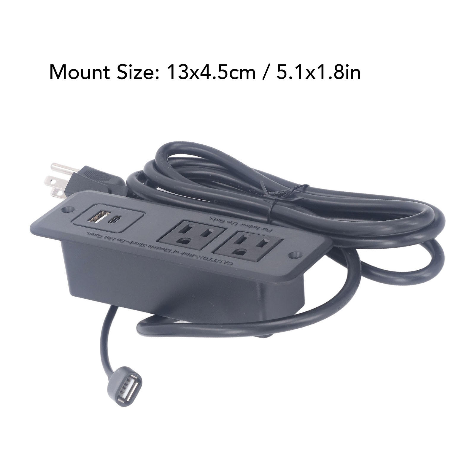 Yajisi 2‑Socket Recessed Power Strip with USB‑C PD20W Fast‑Charge, Fire‑Resistant ABS, Flush‑Mount Design for Desk & Home