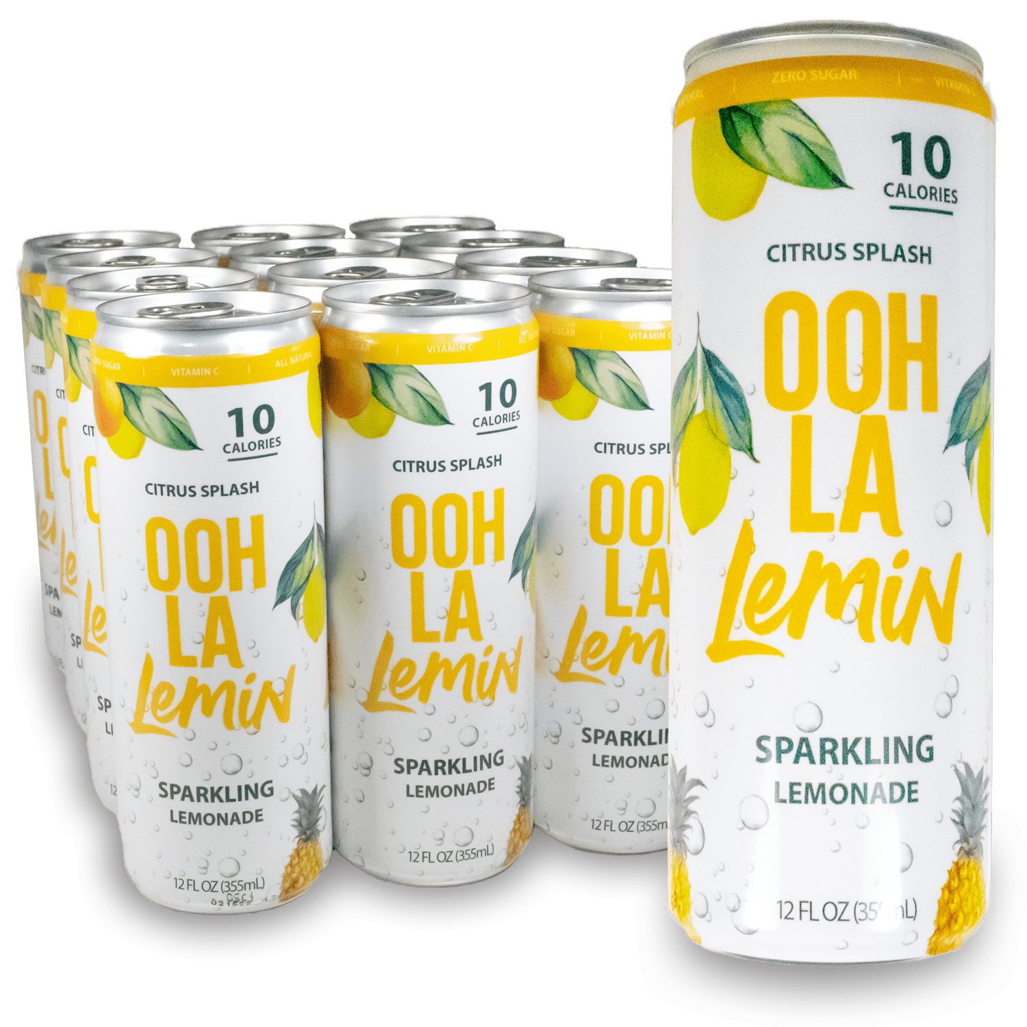 Ooh La Lemin Sparkling Lemonade, Citrus Splash, 12 fl oz, 12 Pack