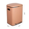 thumbnail image 3 of Marco Rectangular 10.6 Gallon (40L) Dual Compartment Trash Can with Soft-Close Lid, Clay Rose, 3 of 6