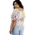 thumbnail image 3 of INC International Concepts Women's Printed Mesh Puff-Sleeve Ruched Top, 3 of 3
