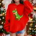 thumbnail image 2 of Lorytime Christmas Sweater for Kids Girls Boys Dinosaur Hoodies Long Sleeve Tops Drop Shoulder Cute Pullover Red 7 Years, 2 of 4