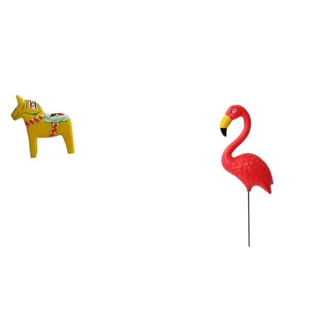 Figura de escritorio,Estatua tradicional sueca del caballo de Dala,Figura creativa del caballo Dalecarliano,Estatua de estaca de jardín,Adorno de flamenco para jardín,patio,porche