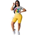 thumbnail image 2 of Conjunto de ropa deportiva para mujer, conjunto de pantalones cortos con top de yoga, camiseta deportiva de manga corta, amarillo, L kenally  AP002243-03, 2 of 5