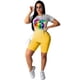 thumbnail image 2 of Conjunto de ropa deportiva para mujer, conjunto de pantalones cortos con top de yoga, camiseta deportiva de manga corta, amarillo, L kenally  AP002243-03, 2 of 5