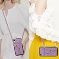 thumbnail image 6 of for iPhone XR Case with Zipper Card Holders and Crossbody Strap & Short Belt for Women, RFID Blocking PU Leather Button Flip Shockproof Wallet Case Cover for iPhone XR - Purple, 6 of 10
