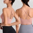 thumbnail image 2 of Wdgfv Women's Sports Bra-Scoop Neck Spaghetti Strap Molded Cup Double Sports Bra Low Support Yoga Workout Bra Pink M, 2 of 9