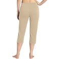 thumbnail image 4 of Capri Pants for Women Casual Work Elastic High Waist Solid Color Yoga Cropped Pants with Pockets (S, Beige), 4 of 8