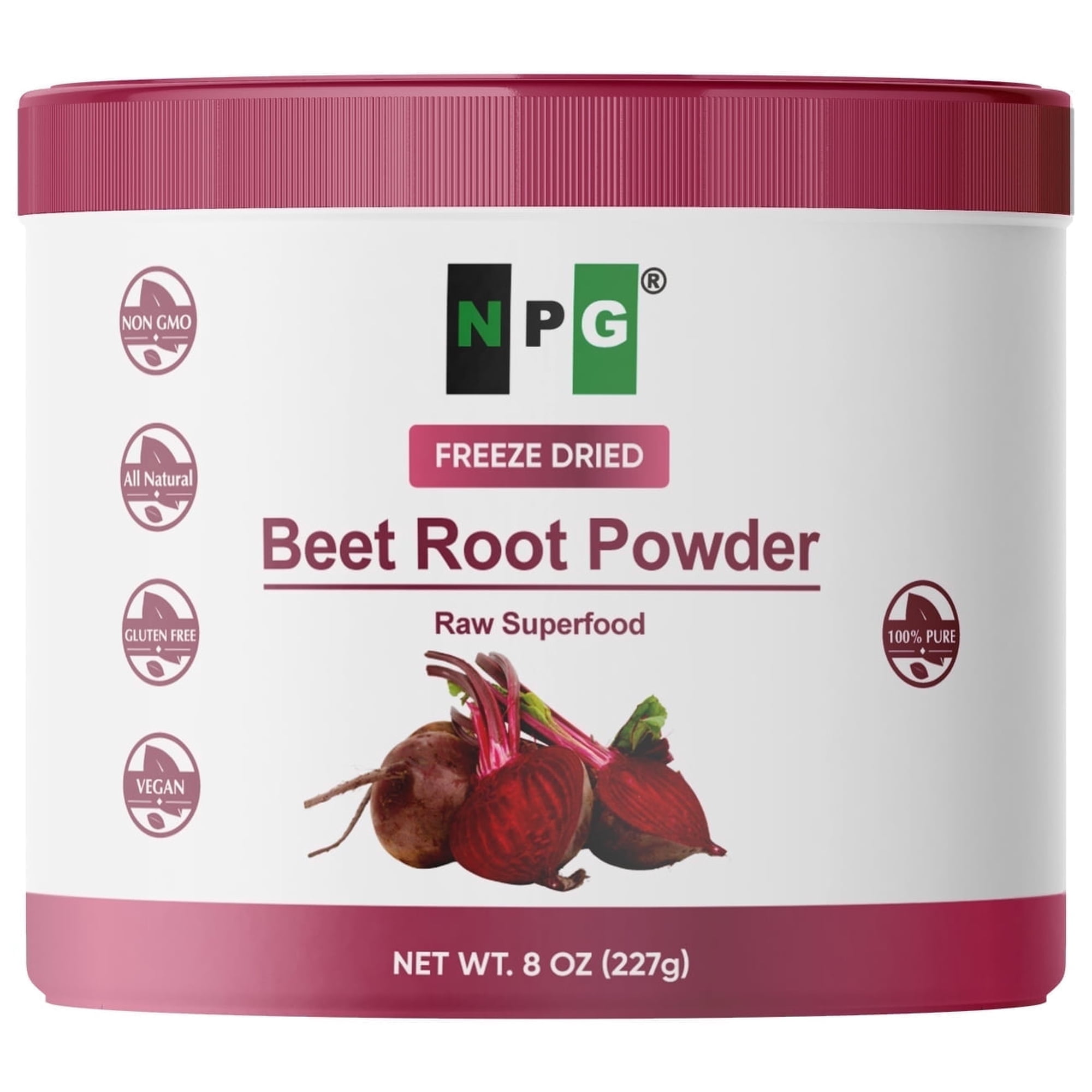 NPG Beet Root Juice Powder 8 oz, 100% Pure Raw Red Beetroot Superfood ( Packaging May Vary)