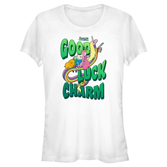 Junior's Adventure Time Good Luck Charm Graphic Tee White Small