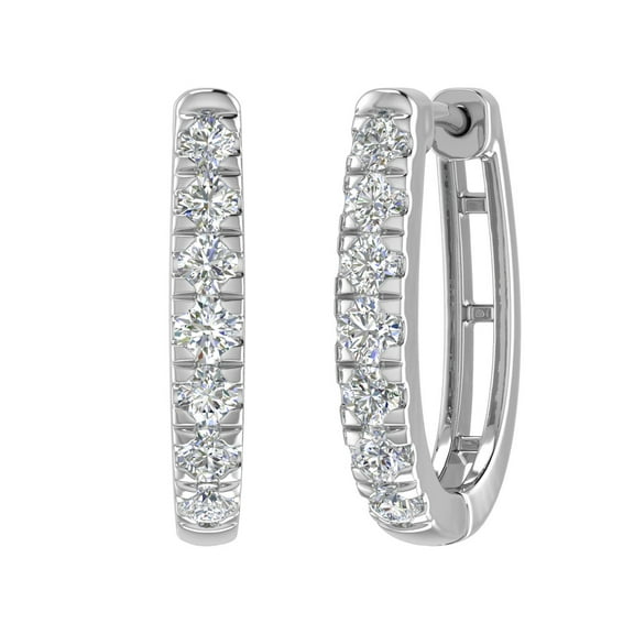 3/4 Carat Diamond Hoop Earrings in 14K White Gold