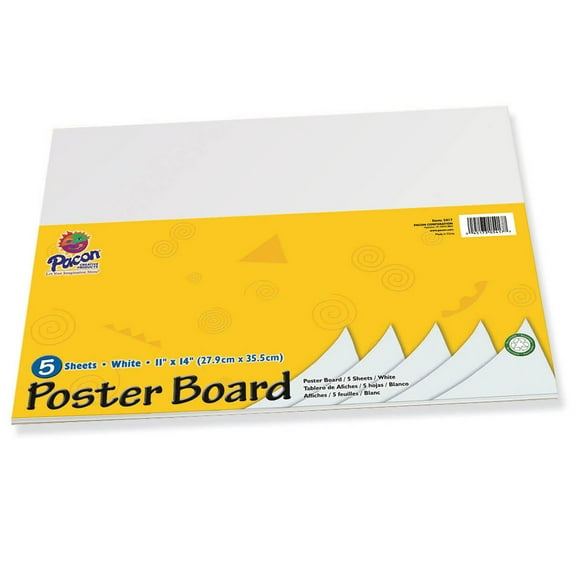 Pacon® Poster Board Packs, 11" x 14", White - 5 sheets per pack, 12 packs