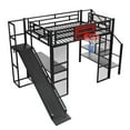 thumbnail image 6 of Euroco Full Size Loft Bed with Desk and Storage Staircase, Metal Bed with Basketball Hoop and Clothes Hanger for Kids Teens, Black, 6 of 11