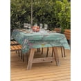 thumbnail image 3 of Outdoor Tablecloth with Umbrella Hole for Patio/Picnic/Party/Camping, Watercolor Forest Birds Waterproof Table Cloth Rectangle Table Cover Washable, Green Trees Seasonal Floral (60"x 102"), 3 of 8