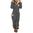 thumbnail image 3 of QATAINLAV Women's Cute Onesie Pajamas Warm Plush Hooded Jumpsuit Long Sleeve Fleece Sleepwear Christmas Gifts, Gray, M, 3 of 5