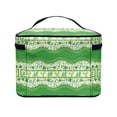 thumbnail image 3 of HELLHERO Travel Makeup Bag Polyester Makeup Brush Holder Bag Wide Open Portable Pouch Double Zip 8.86 x 6.5 x 5.9 Inches Clover Pattern, 3 of 5