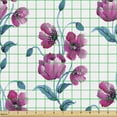 thumbnail image 2 of Ambesonne Vintage Fabric by the Yard Upholstery, Poppies Leaves Buds, 1 Yard, Fuchsia and Petrol Blue, 2 of 5