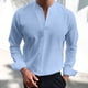 thumbnail image 1 of Blusas y camisas de manga larga con cuello en V para hombre, blusa informal de manga larga lisa con cuello en V, blusa de poliéster para hombre, 1 of 8