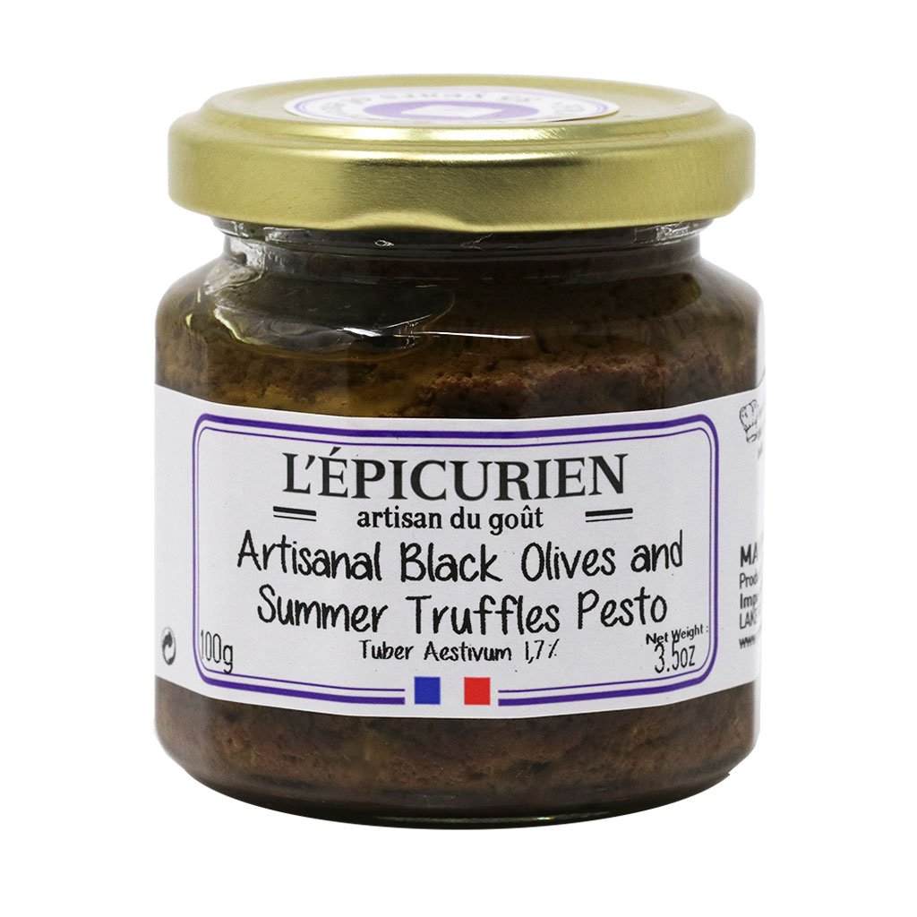 L'Epicurien Black Olive & Truffles Pesto Tapenade, 3.53oz (100g) Jars (2PACK)