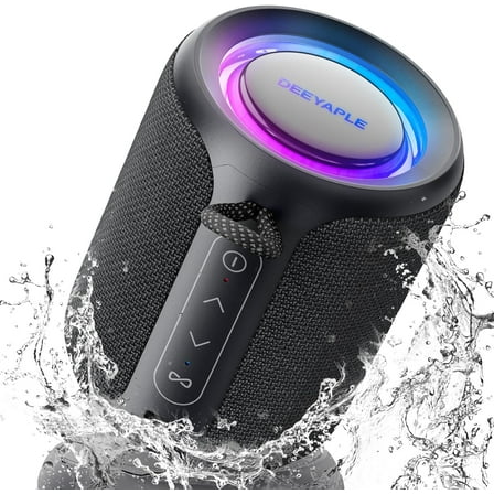 Bluetooth Speaker Wireless,IP67 Waterproof & Dustproof Portable Speaker with Lights,15W Loud Stereo Sound, 2500mAh Battery All Day Playtime, TWS Pairing, BT5.3, Home/Party/Outdoor/Beach (Black)