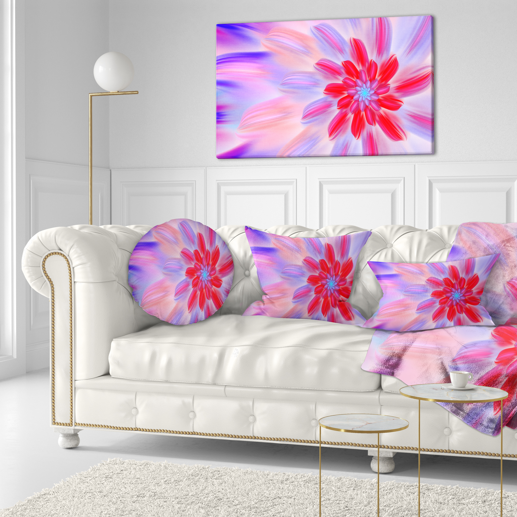 Designart Dance of Fractal Pink Petals - Abstract Throw Pillow - 12x20