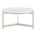 thumbnail image 3 of Barmas Coffee Table White and Silver Marble Top Cast Aluminum Modern Luxury Design, 3 of 5