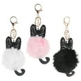 thumbnail image 4 of 3 Pcs Porte-Clés en Forme de Chat, Pendentif de Sac, Boule en Fourrure, 4 of 8