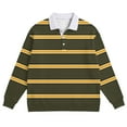 thumbnail image 5 of Cozyvia Men's Long Sleeve Striped Polo Shirts, Waffle Henley Shirts with Collar, Oversized Casual Button Up Shirt Golf Polo Shirts - Yellow 5XL, 5 of 5