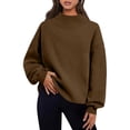 thumbnail image 2 of hotojiny Women's Mock Neck Sweatshirt Oversized Running Athletic Pullover Lightweight Solid Color Long Sleeve Warm Tops, 2 of 7