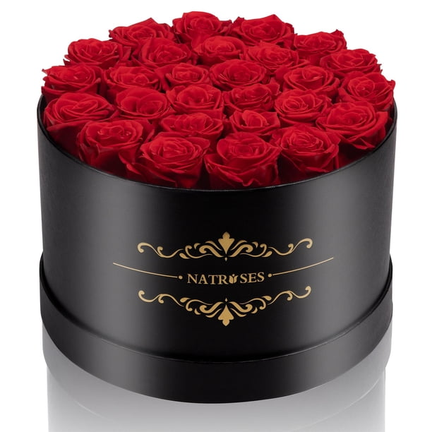 Rosas preservadas NATROSES, 27 unidades, para siempre, en caja, color rojo