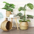 thumbnail image 5 of OUSITAID Storage Belly Baskets - Decorative Multipurpose Woven Plants Basket With Handles & Plastic Tray Base For Plant Pots  Small Planter Stand  Large Tree Pot  Wicker Home Decor & Indo, 5 of 5