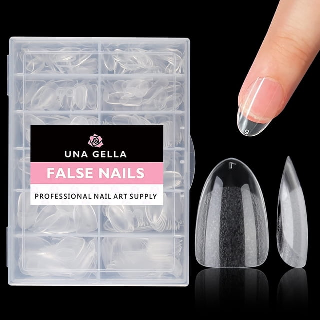 Fake Nails UNA GELLA - Puntas de gel ovaladas, cortas y ovaladas, 216 unidades