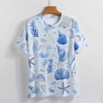 thumbnail image 3 of Beach Seashell Starfish Women's T-Shirt Short Sleeve T Shirts Tops Tee Ladies Loose T, 3 of 6