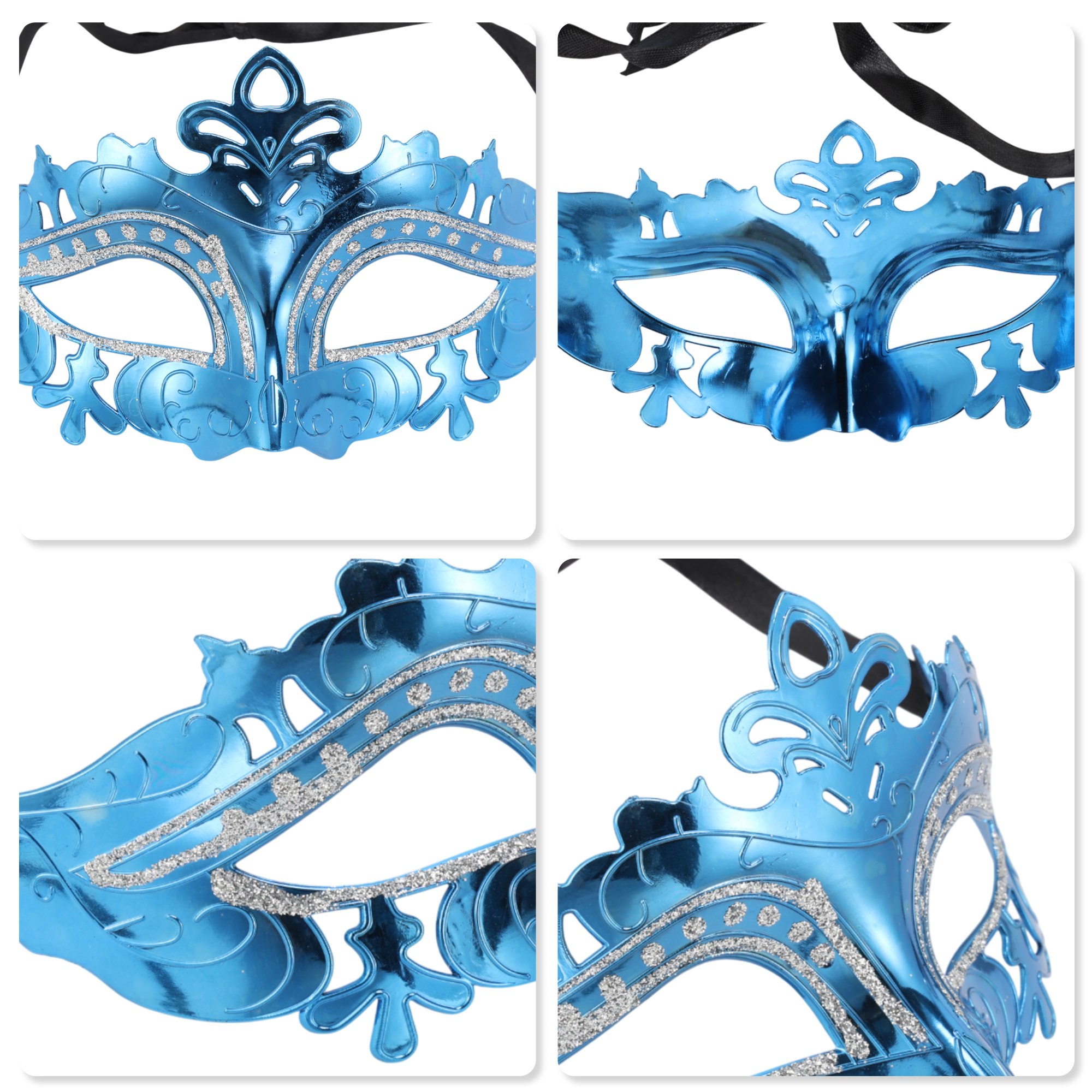 Unique Bargains 1 Pack Electroplated Half-face Party Mask for Masquerade Blue