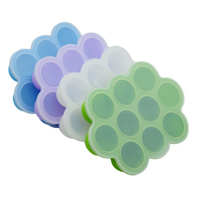 Caja de almacenamiento de alimentos congelados para bebés, recipiente de silicona para bebés con tapa hermética y 7 celdas independientes, bandeja de congelador para almacenamiento de alimentos ZefeiWu 8390611253943
