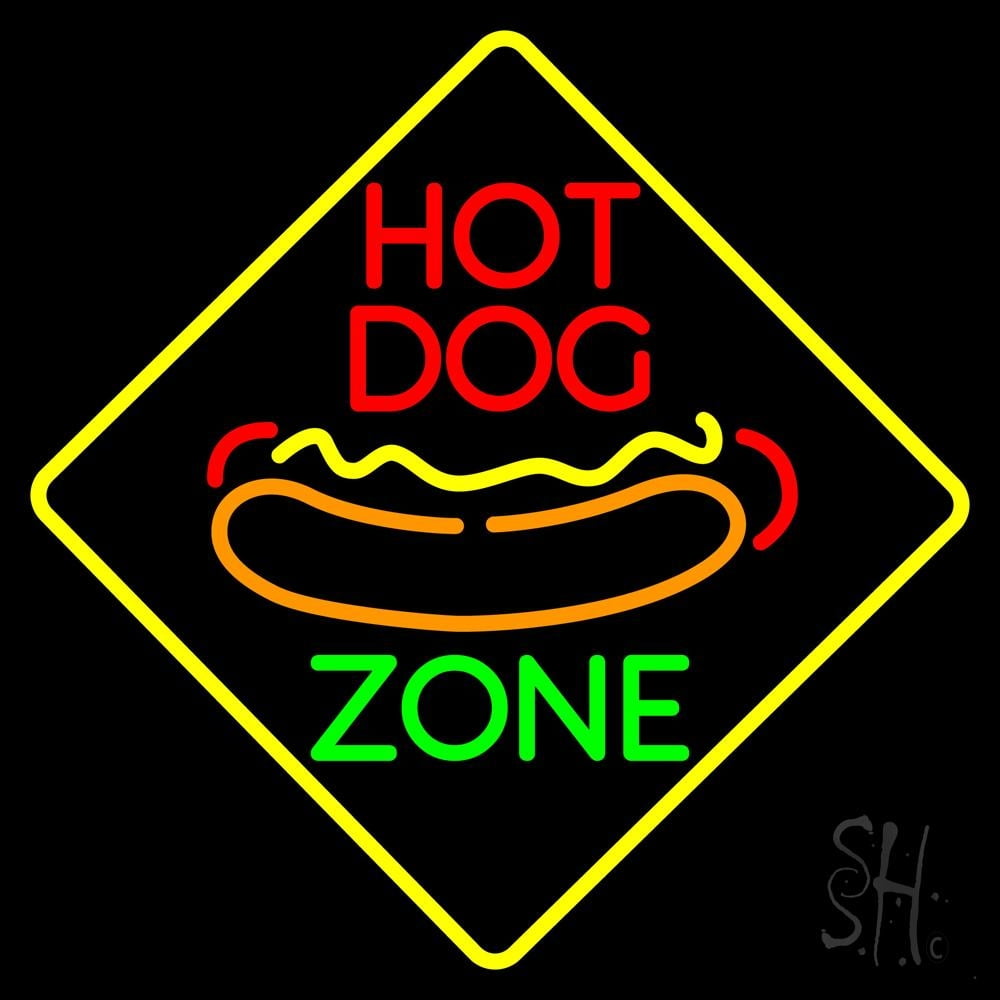 Hot Dog Zone LED Neon Sign 26 x 26 - inches, Black Square Cut Acrylic ...