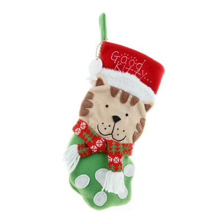 

ZPAQI Christmas Stockings Pet Dog for Cat Large Paw Printed Gift Candy Bag 3D Xmas Soc
