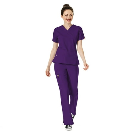 

WonderWink Origins Women s The Bravo 5-Pocket Top & Romeo Flare Pant Scrub Set