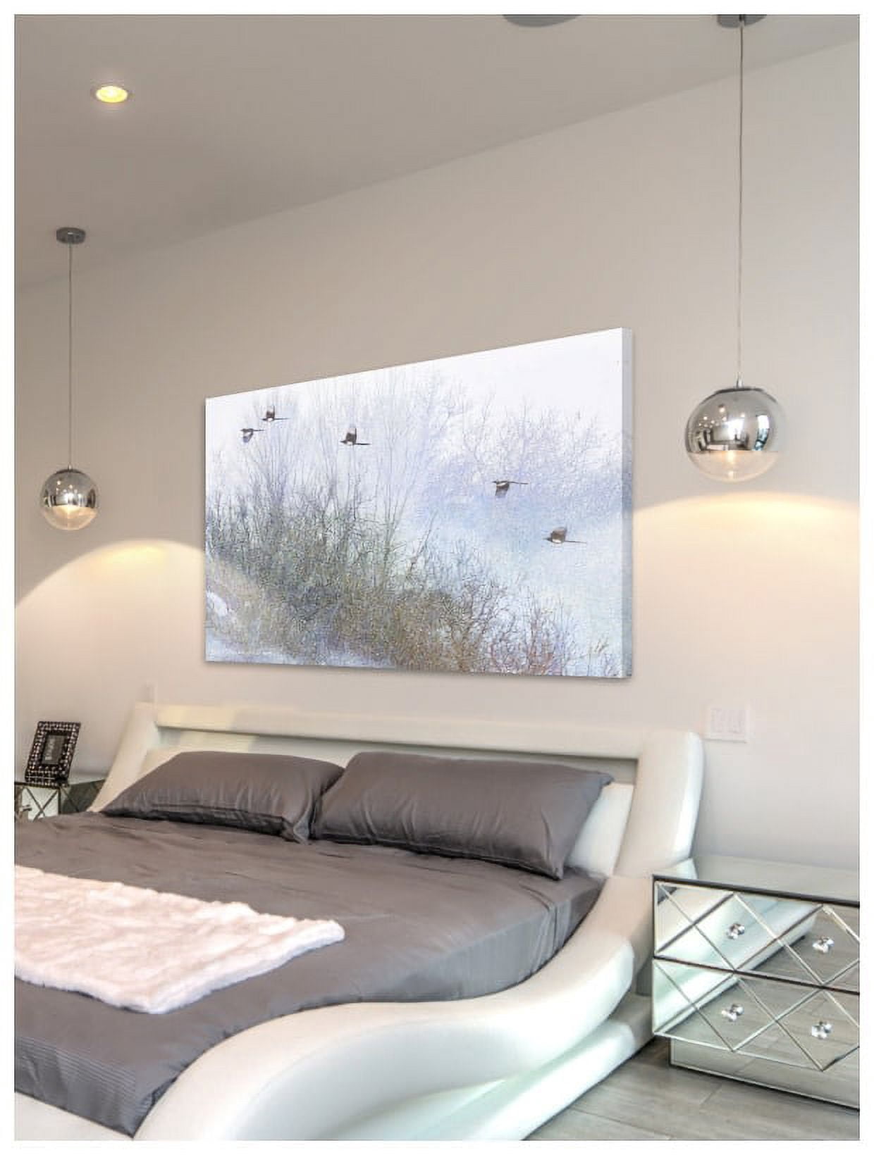 Marmont Hill - "Gray Trees Magpies" by Chris Vest Painting Print on Wrapped Canvas