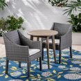 thumbnail image 3 of Everest Outdoor 3 Piece Acacia Wood and Wicker Bistro Set, Light Gray and Gray, 3 of 11