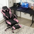 thumbnail image 4 of Gymax Office Computer Desk Chair Gaming Chair Adjustable Swivel w/Footrest Pink, 4 of 10