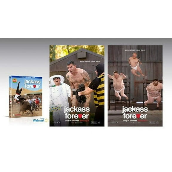 Jackass Forever (BD)   Limited Edition Poster (Walmart Exclusive) (Blu-ray) (Walmart Exclusive), Exclusive Bundle, Comedy